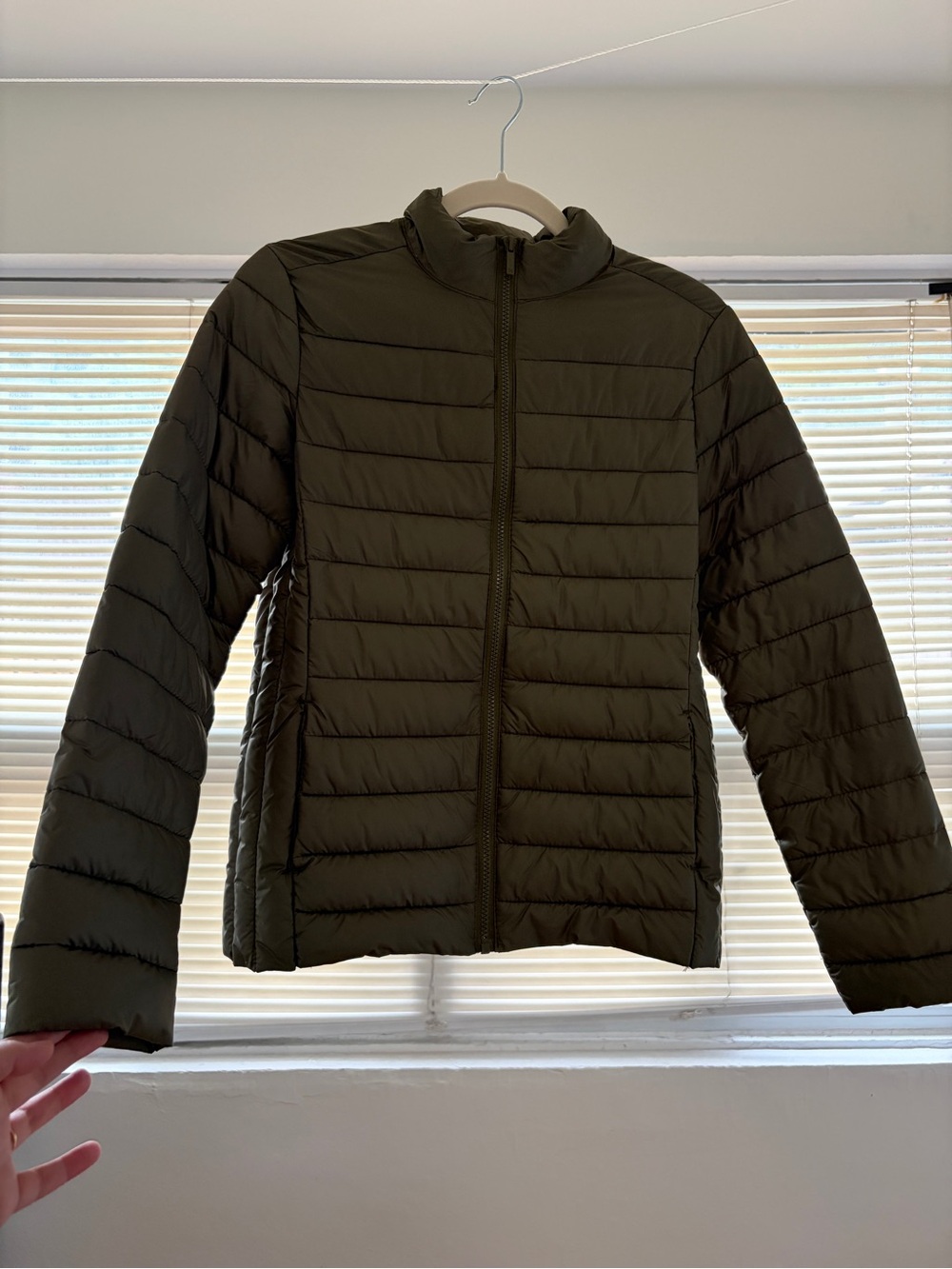 Olive Green Quilted Puffer Jacket Size S